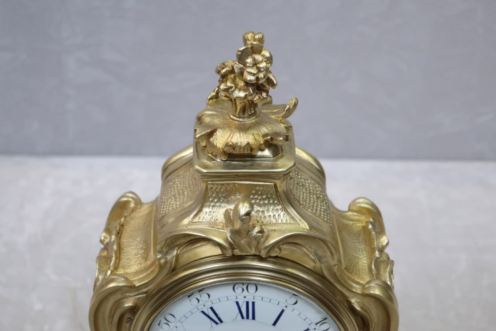 French Rococo Style Bronze Gilt Mantel Clock View V