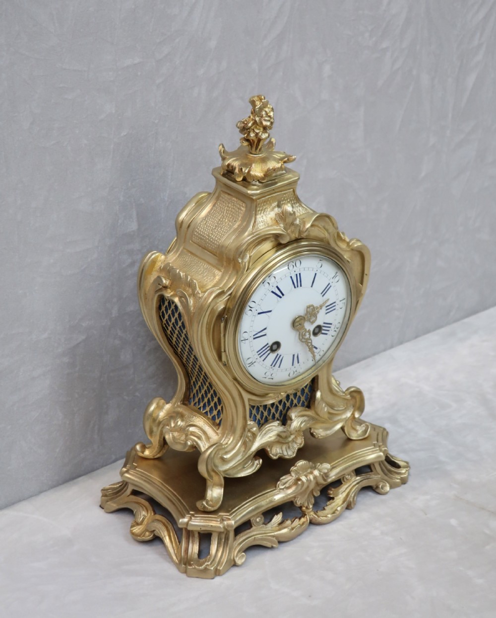 French Rococo Style Bronze Gilt Mantel Clock View VI