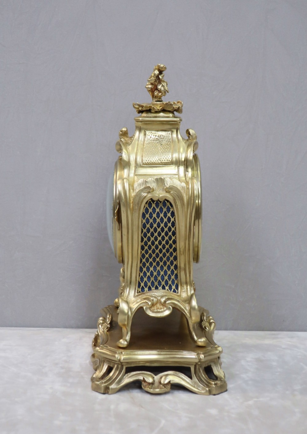 French Rococo Style Bronze Gilt Mantel Clock View VII
