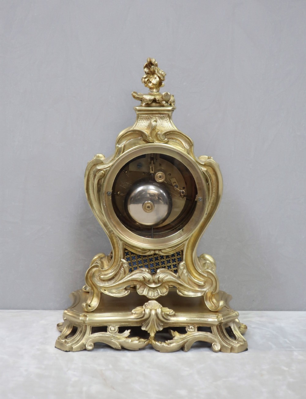 French Rococo Style Bronze Gilt Mantel Clock View VIII