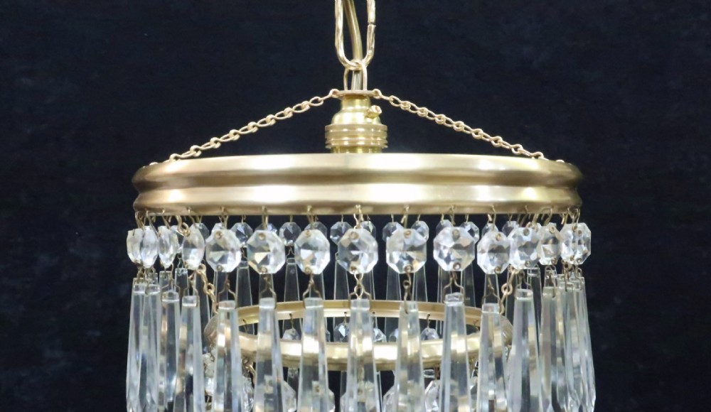 Italian Art Deco Three Tier Crystal Glass Chandelier View III