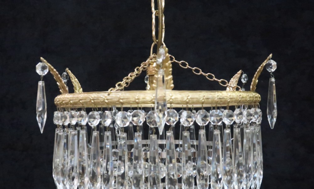 Italian Art Deco Four Tier Crystal Glass Chandelier View IV