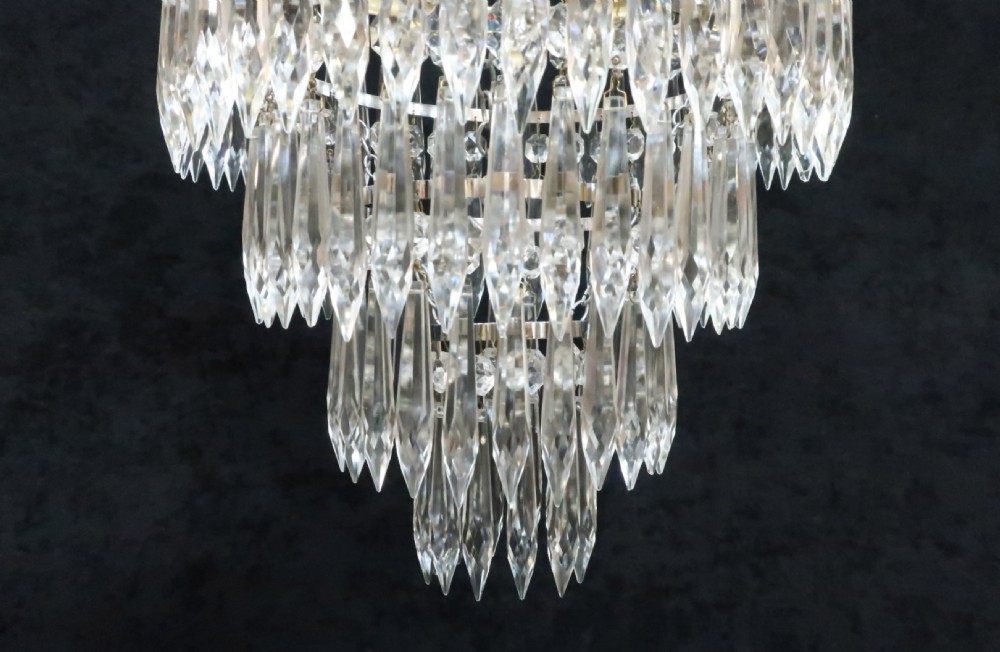 Italian Art Deco Four Tier Crystal Glass Chandelier View VI
