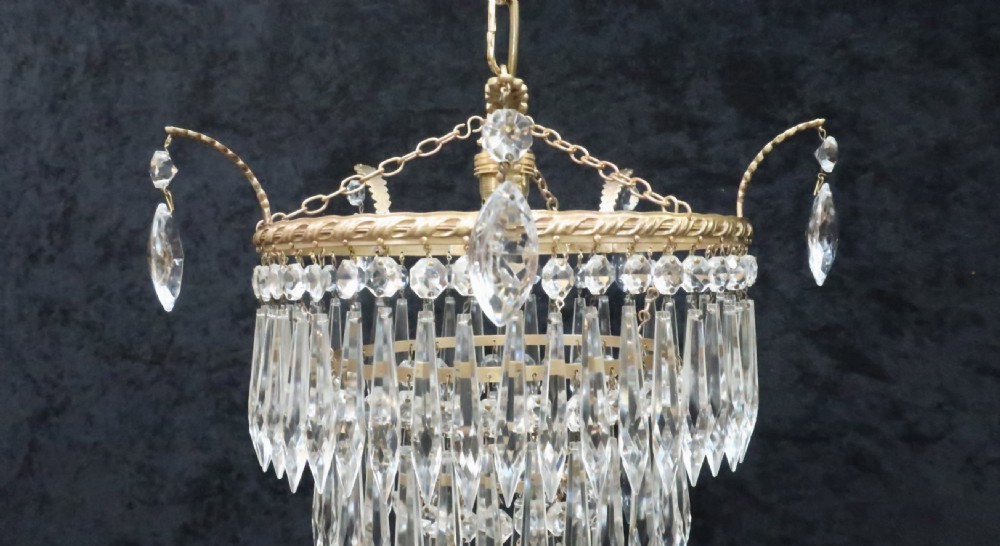 Italian Art Deco Four Tier Crystal Glass Chandelier View III