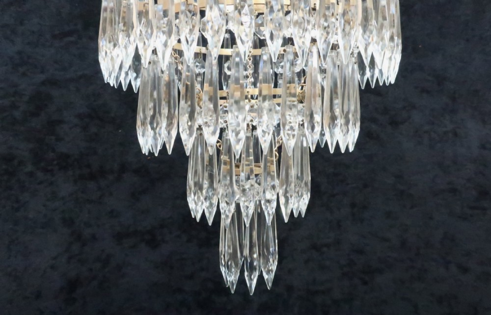 Italian Art Deco Four Tier Crystal Glass Chandelier View VI