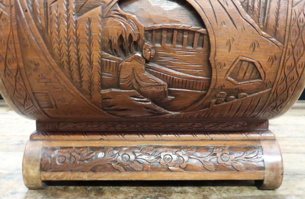 Early 20th Century Oriental Carved Teak and Camphor Wood Chest View XIV