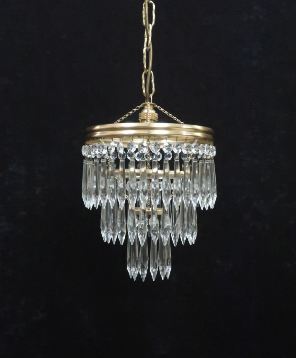 Italian Art Deco three Tier Crystal Glass Chandelier