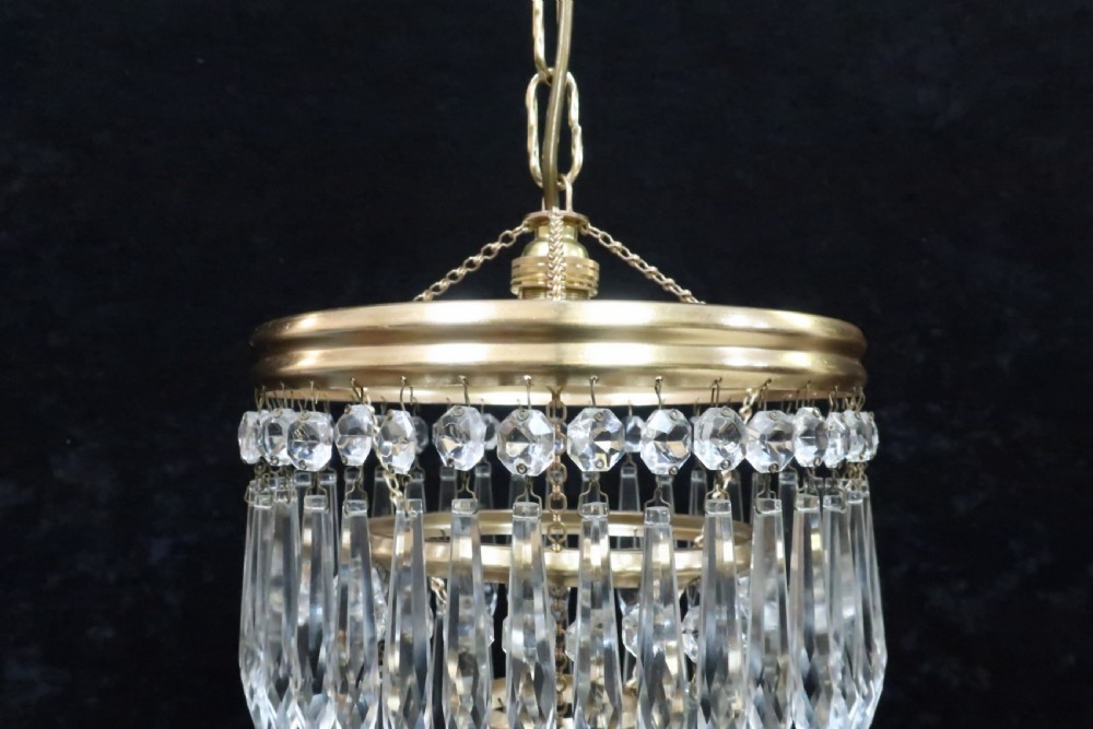 Italian Art Deco three Tier Crystal Glass Chandelier View III