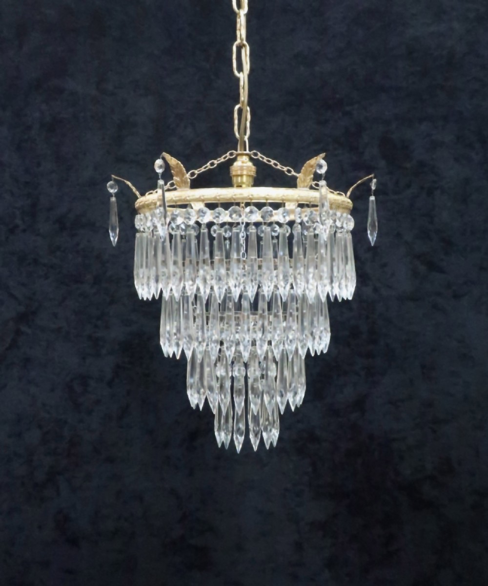 Italian Art Deco Four Tier Crystal Glass Chandelier