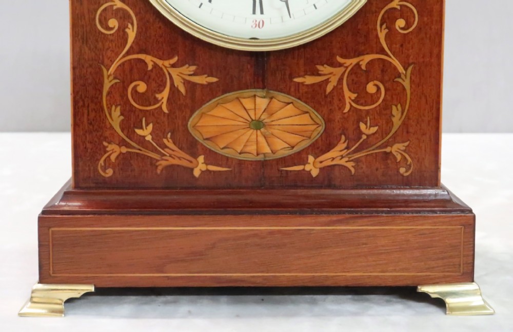 French Belle Epoque Mahogany and Inlaid Mantel Clock View IV