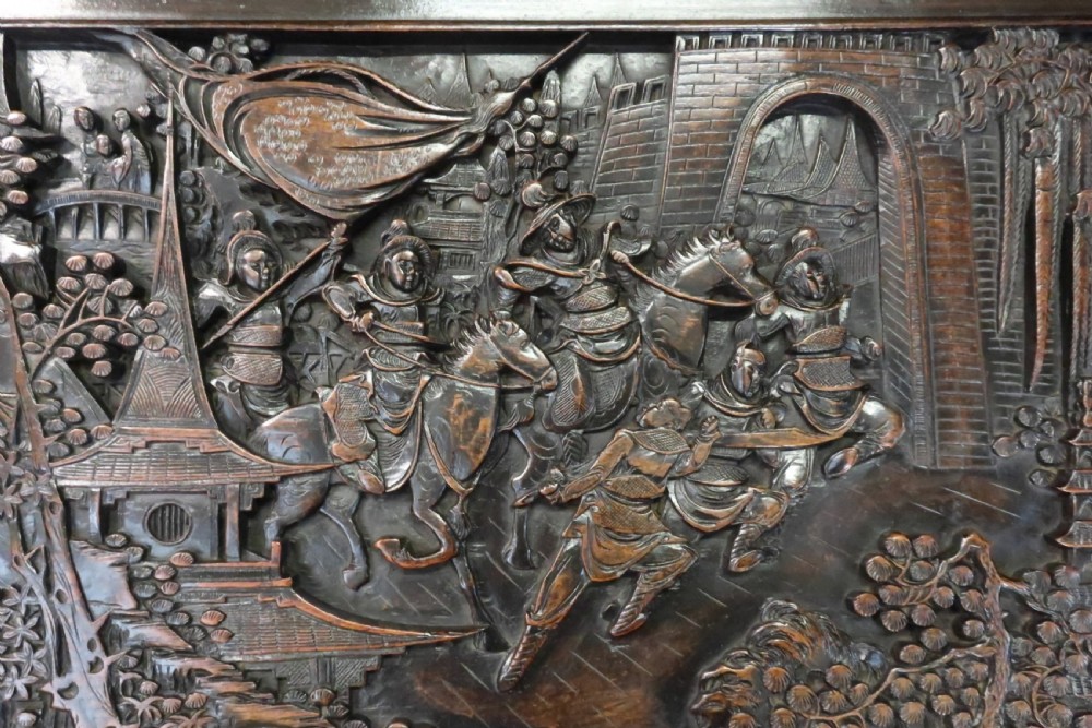 Early 20th Century Oriental Carved Teak and Camphor Wood Chest View VI