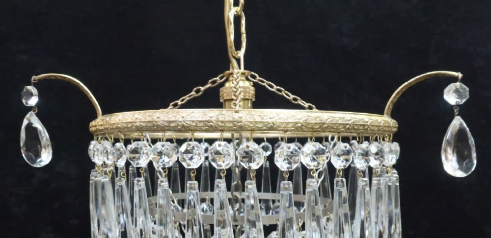 Italian Art Deco Three Tier Crystal Glass Chandelier View IV