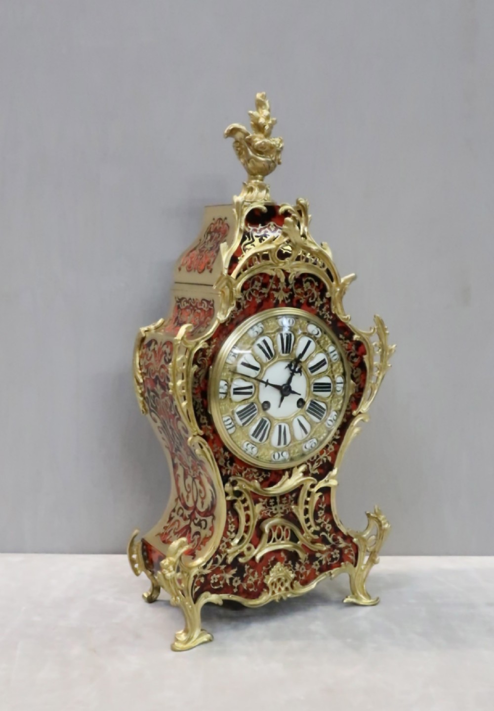 French Louis XV Style Boulle Mantel Clock by Samuel Marti