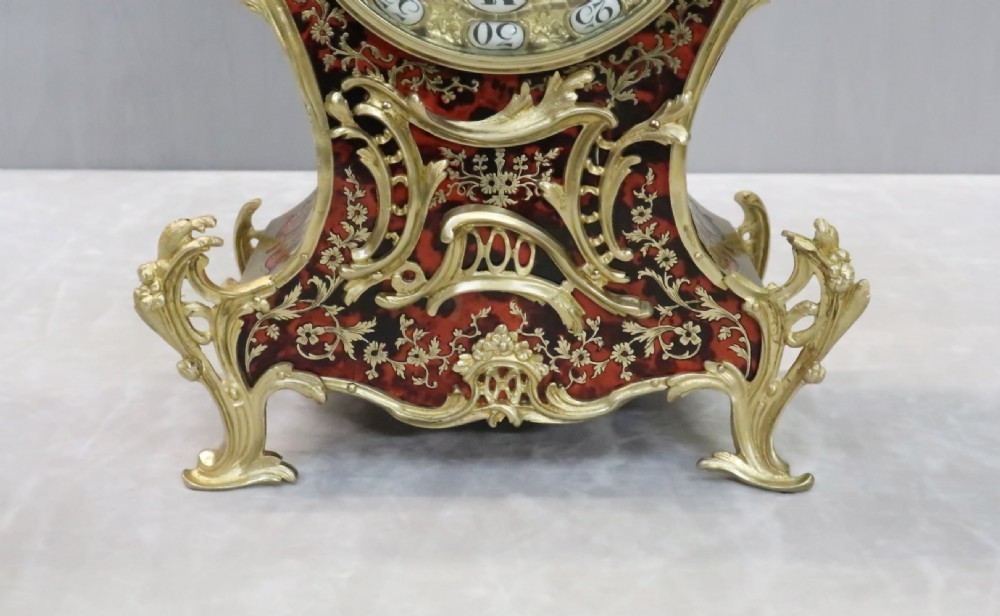 French Louis XV Style Boulle Mantel Clock by Samuel Marti View IV