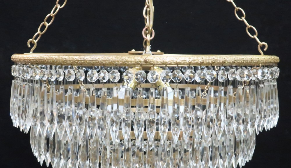 Italian Art Deco Six Tier Crystal Glass Chandelier View III