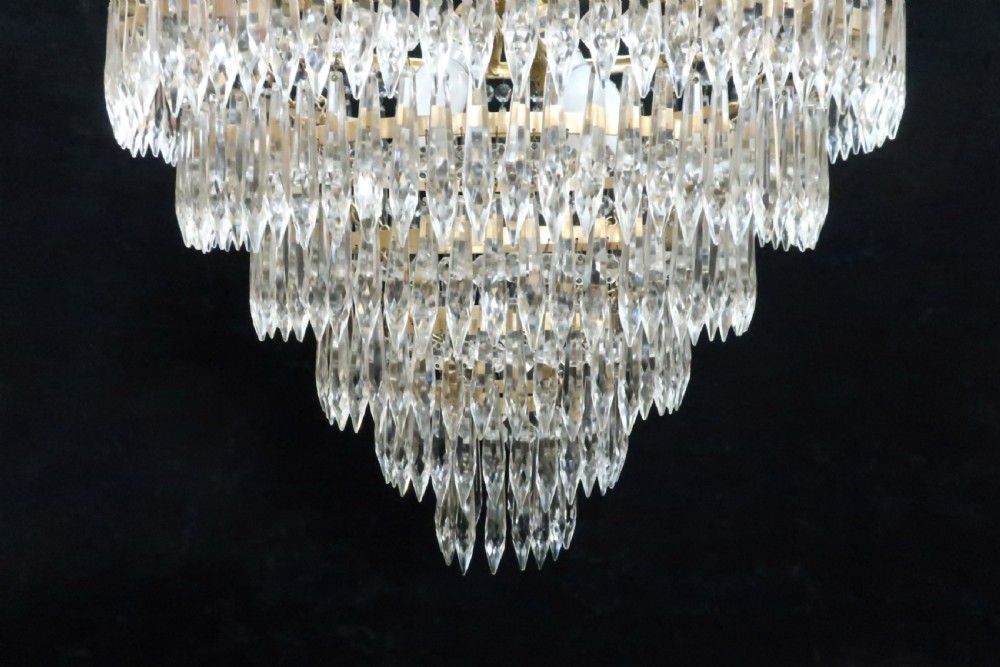 Italian Art Deco Six Tier Crystal Glass Chandelier View VII