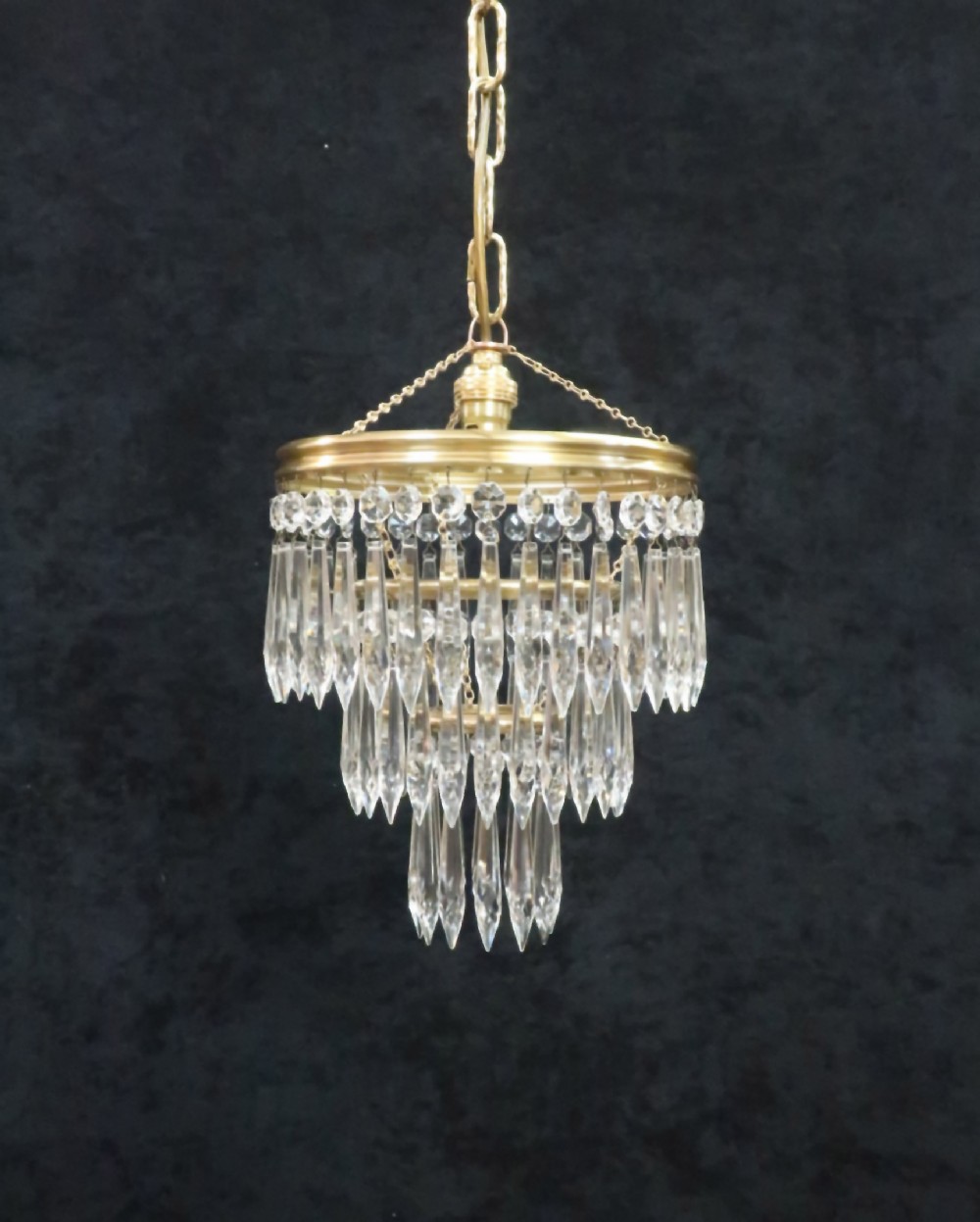 Italian Art Deco Three Tier Crystal Glass Chandelier
