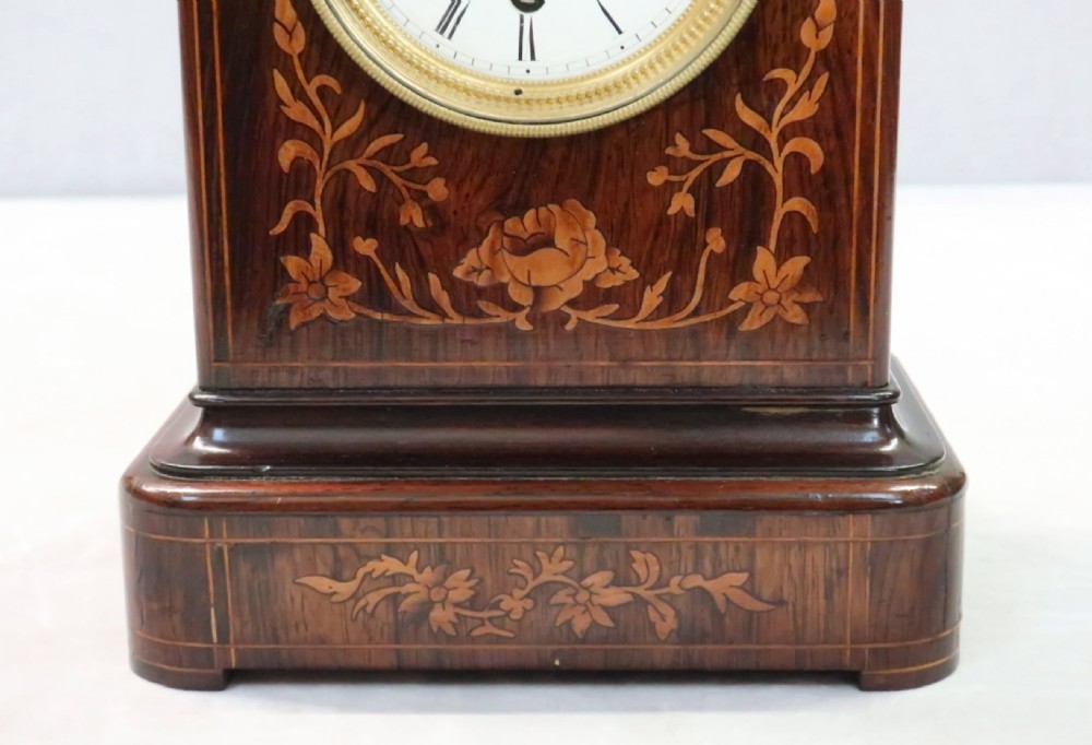 French Napoleon III Rosewood Campaign Mantel Clock by Stein View III