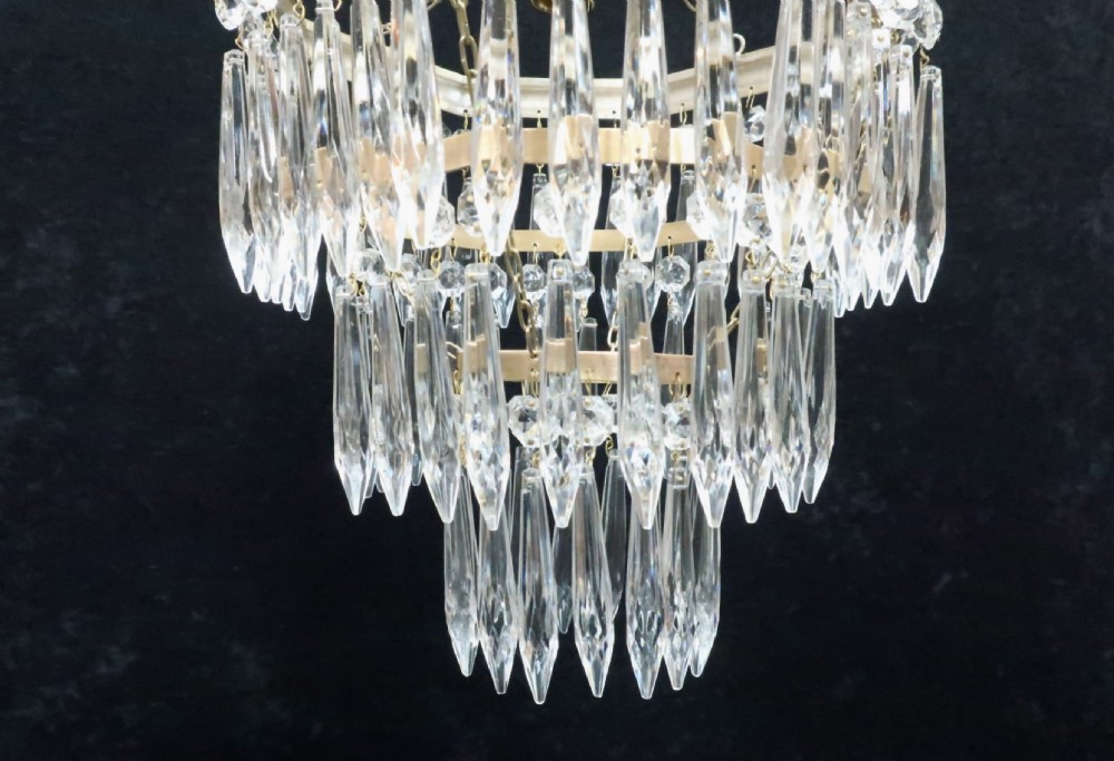 Italian Art Deco Ocagonal Three Tier Crystal Glass Chandelier
 View VI