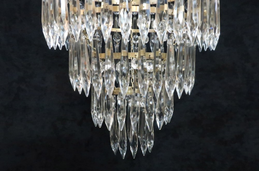 Italian Art Deco Four Tier Crystal Glass Chandelier View VI