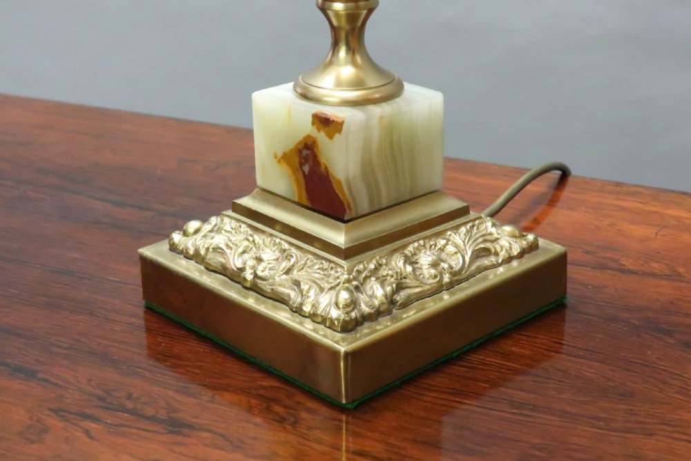 French Corinthian Column Onyx Table Lamp View IV