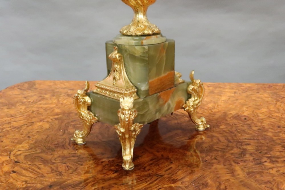 Pair of French Louis XV Style Gilt and Onyx Table Lamps View IX