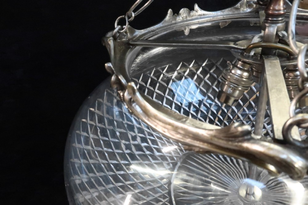 Art Nouveau Crystal Glass Ceiling Pendant Light View V