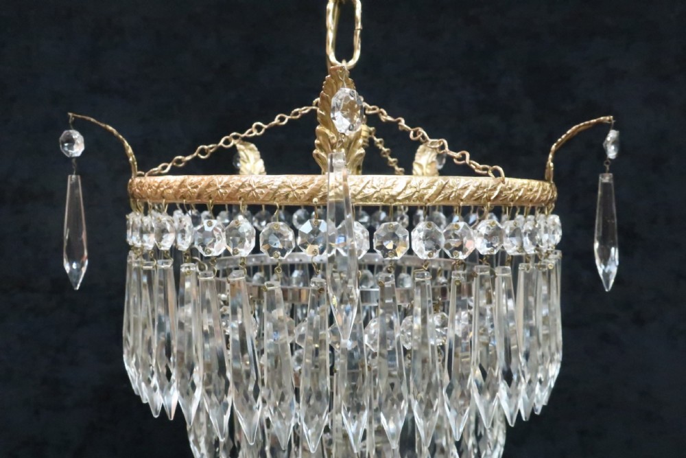 Italian Art Deco Four Tier Crystal Glass Chandelier View III