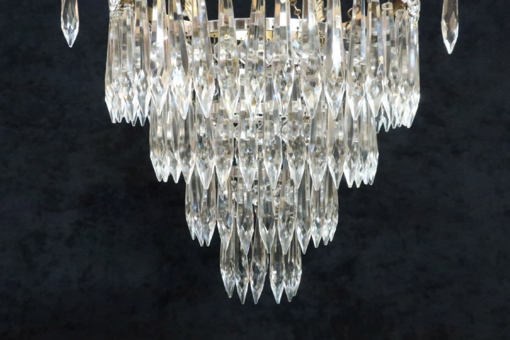 Italian Art Deco Four Tier Crystal Glass Chandelier View VI
