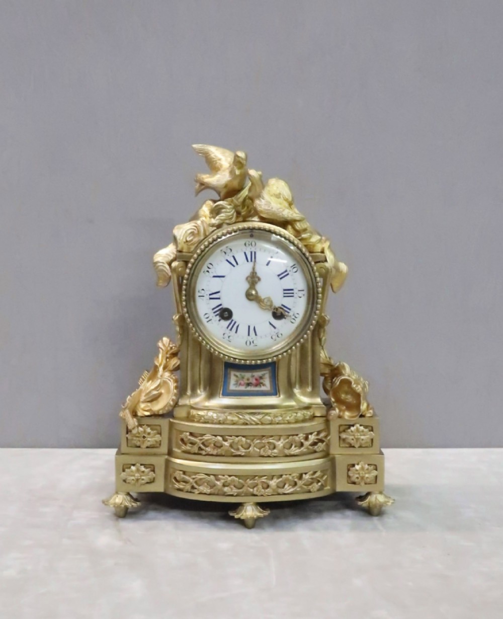 French Napoleon III Bronze Gilt Mantel Clock by Japy Freres