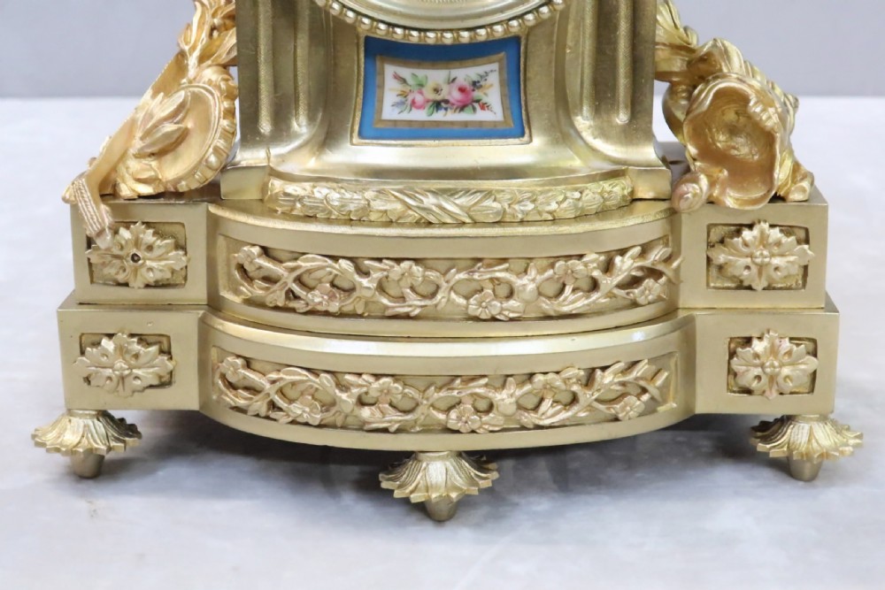 French Napoleon III Bronze Gilt Mantel Clock by Japy Freres View IV