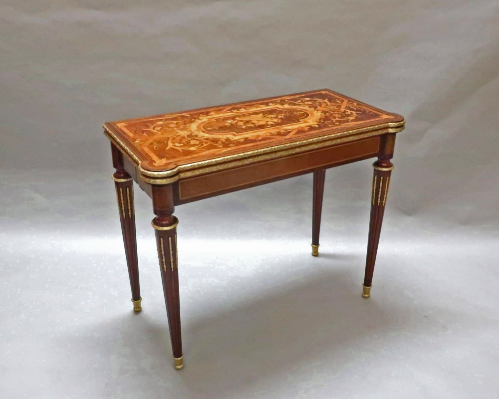 French Louis XVI Style Marquetry Card Occasional Table