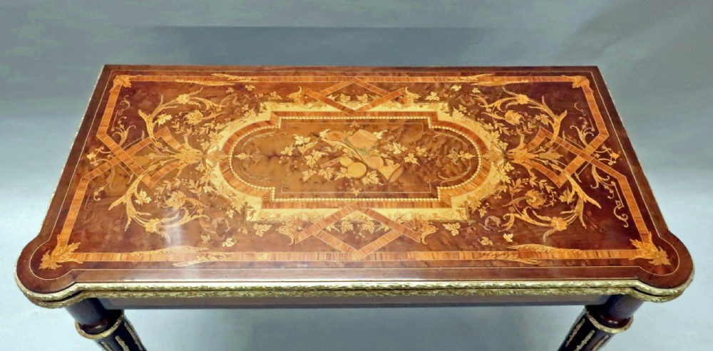 French Louis XVI Style Marquetry Card Occasional Table View IV