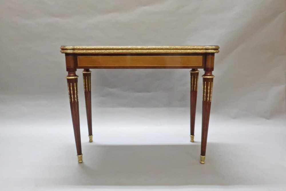 French Louis XVI Style Marquetry Card Occasional Table View VI
