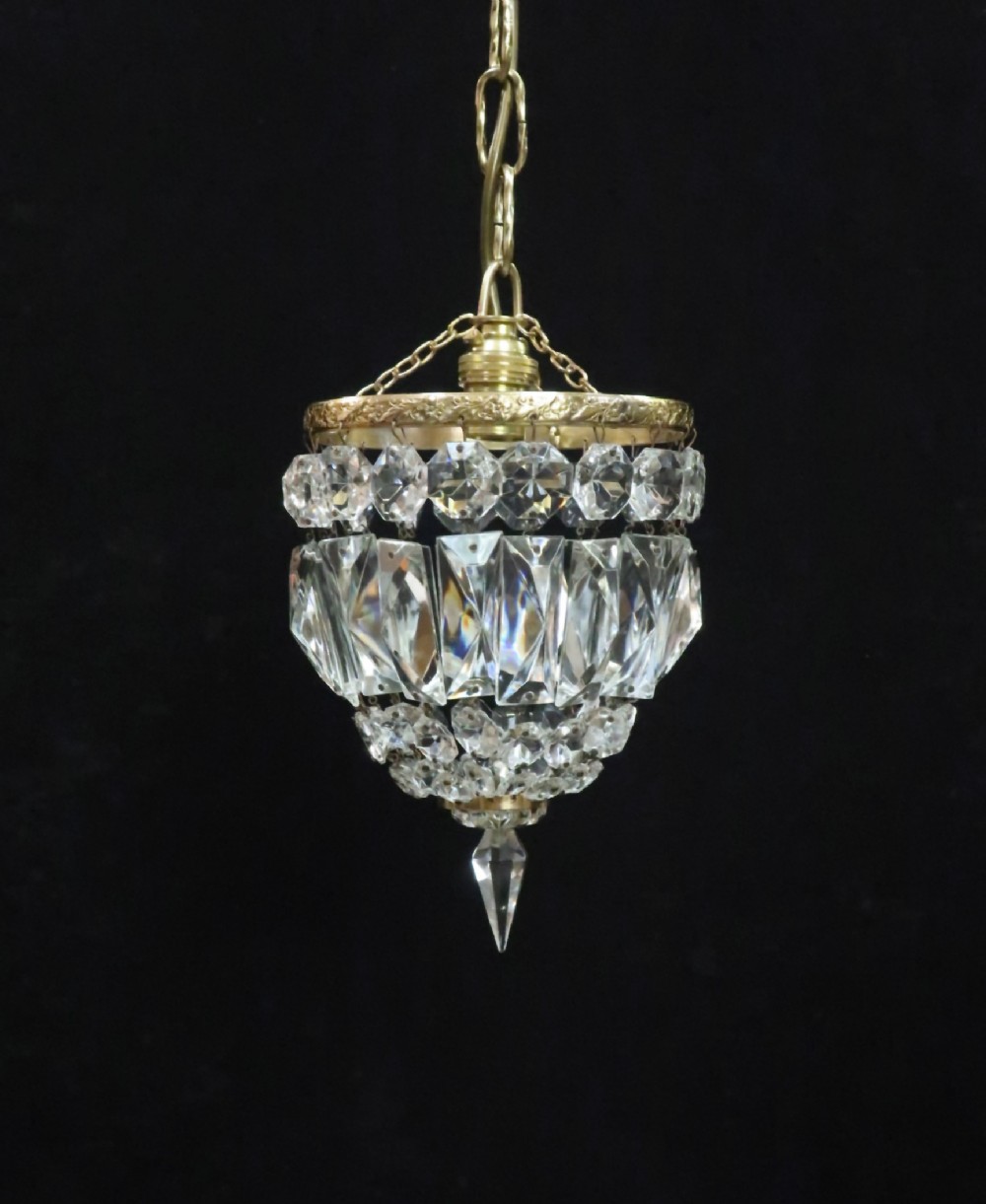 Italian Art Deco Crystal Glass Bag Chandelier