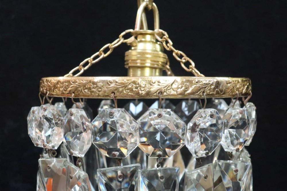Italian Art Deco Crystal Glass Bag Chandelier View III