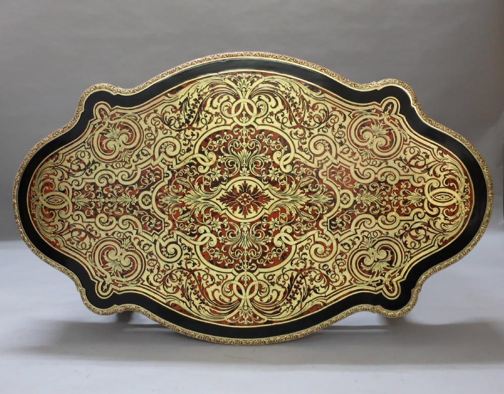 French Napoleon III Louis XV Style Boulle Bureau Plat View III
