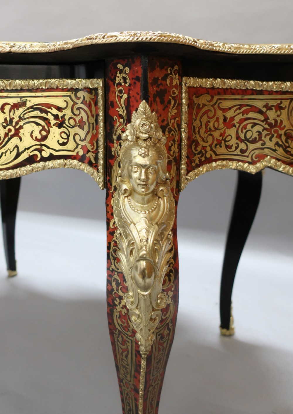 French Napoleon III Louis XV Style Boulle Bureau Plat View VIII