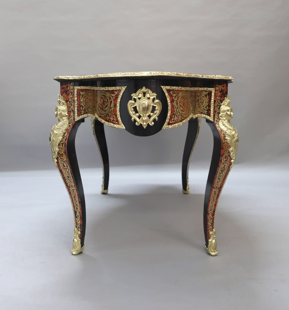French Napoleon III Louis XV Style Boulle Bureau Plat View IX