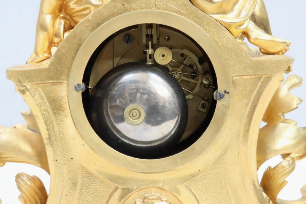 French Napoleon III Bronze Gilt Mantel Clock by Raingo Freres View X