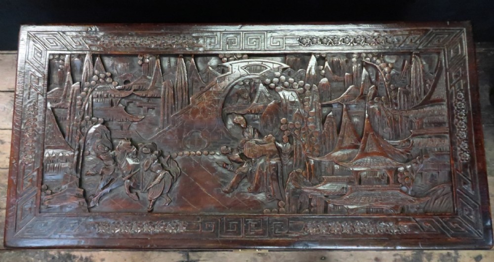 Early 20th Century Oriental Carved Camphor Wood Storage Chest View IV