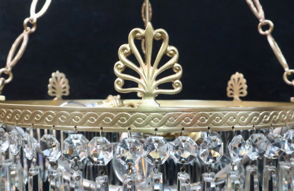 Edwardian Three Tier Crystal Glass Chandelier Attributed to Osler View V