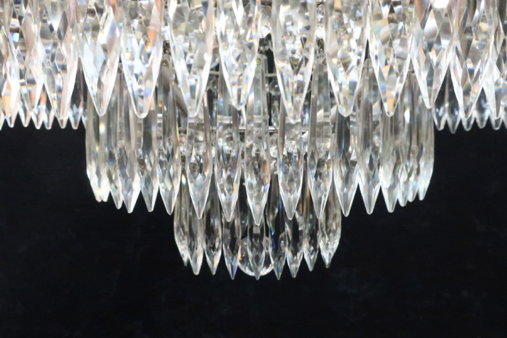Edwardian Three Tier Crystal Glass Chandelier Attributed to Osler View VI