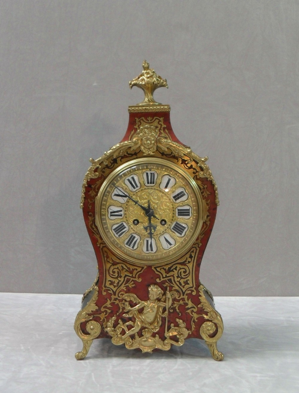 French Louis XV Style Boulle Mantel Clock by Samuel Marti