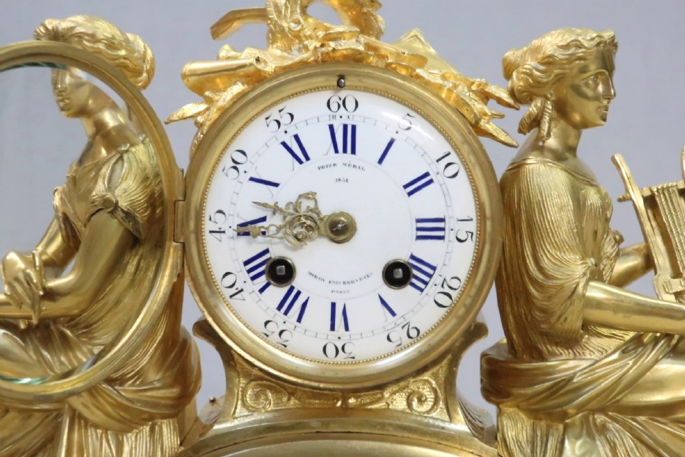 French Napoleon III Bronze Gilt Mantel Clock by Miroy Freres View III