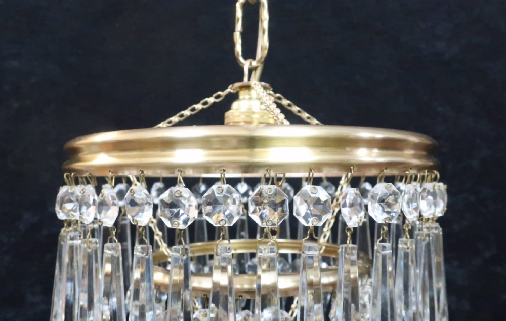 Italian Art Deco Three Tier Crystal Glass Chandelier View III