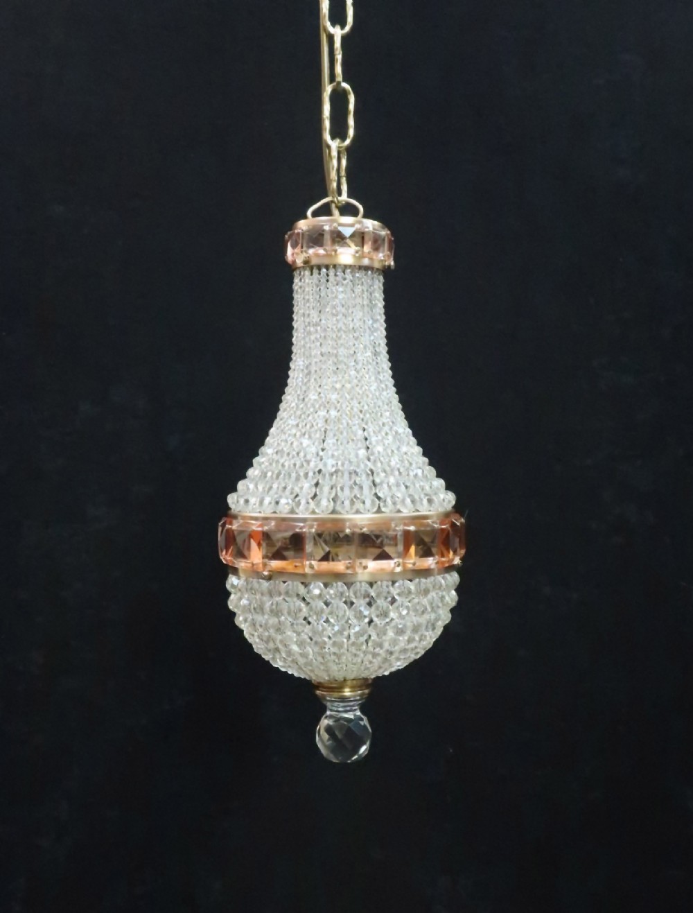 Czechoslovakian Bohemian Glass Basket Hall Chandelier