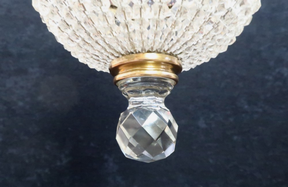 Czechoslovakian Bohemian Glass Basket Hall Chandelier View VII