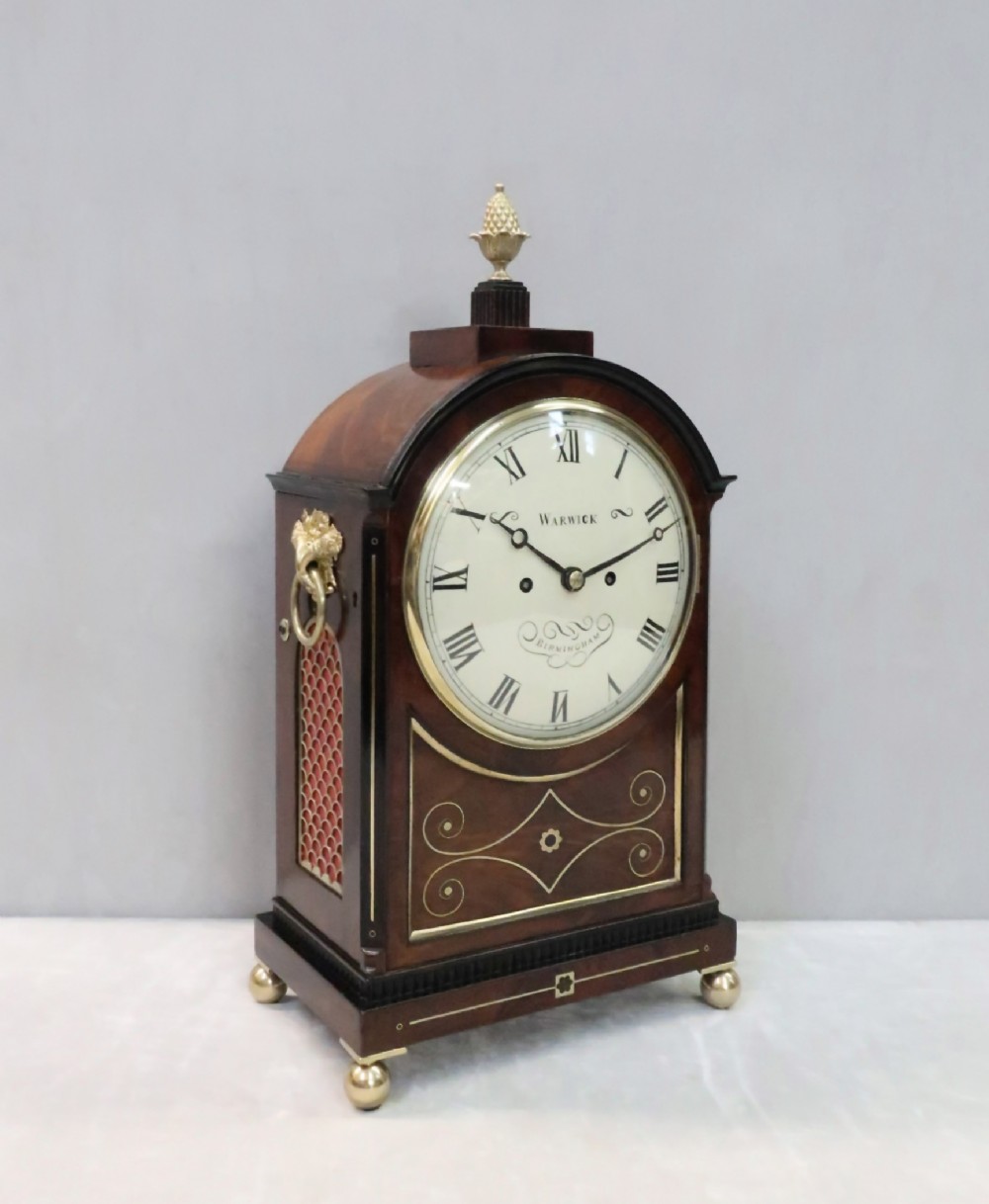 English George IV Mahogany Bracket Clock by Warwick