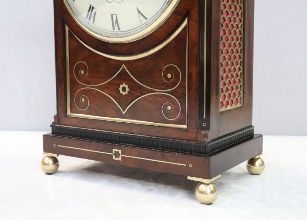 English George IV Mahogany Bracket Clock by Warwick View IV